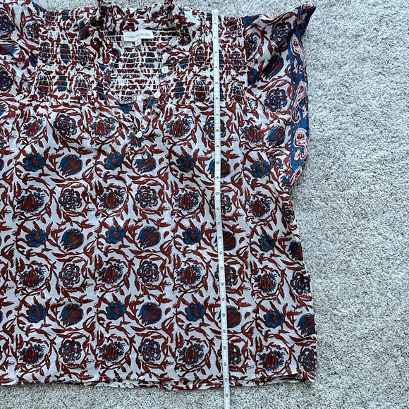 House of Harlow Paisley Blue and Brown Blouse with Flutter Sleeves size medium - Picture 10 of 10